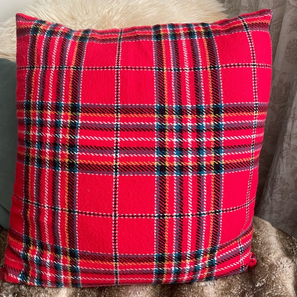 Têxteis Penedo Christmas Plaid Red Holiday Throw Pillow Accent Pillow 20x20